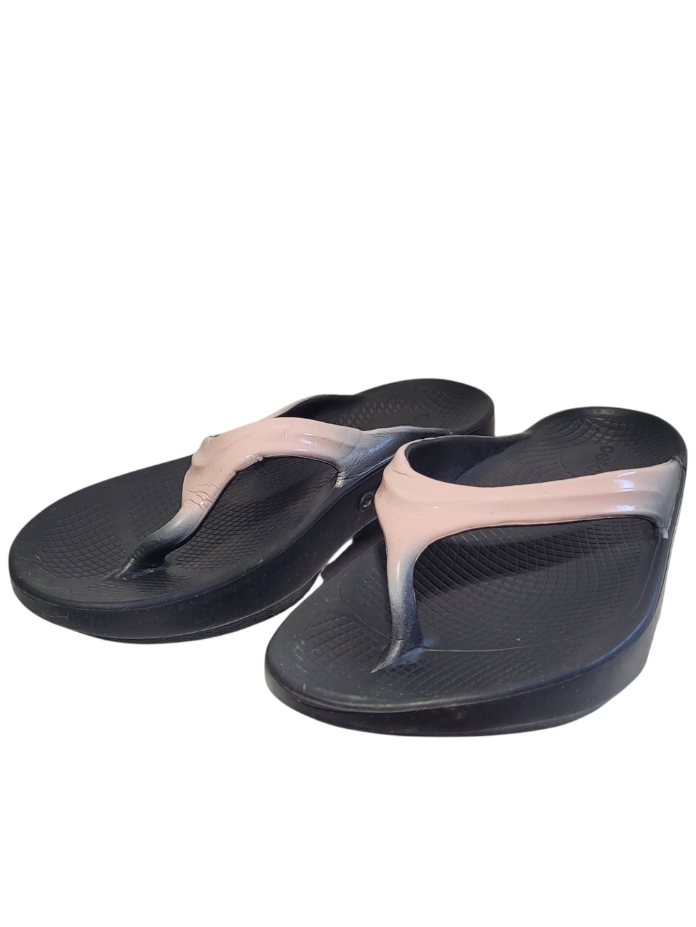 Oofos Luxe Recovery Sandal Flip Flops Black pink ombre Size 7 Womens Light